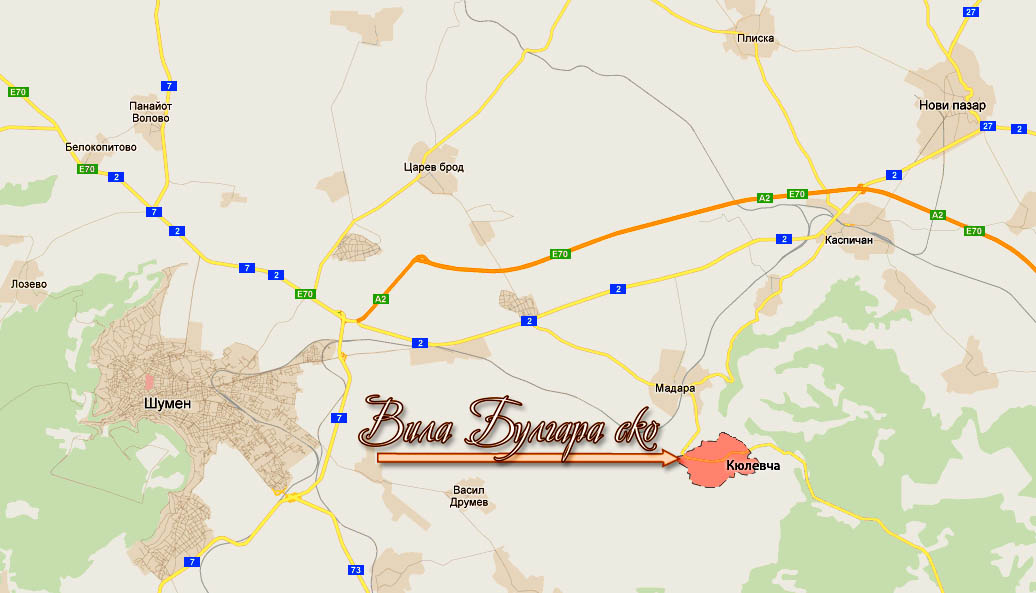 Where is Villa Bulgara Eco located in the Shoumen region, Bulgaria. Villa Bulgara Eco Position Map